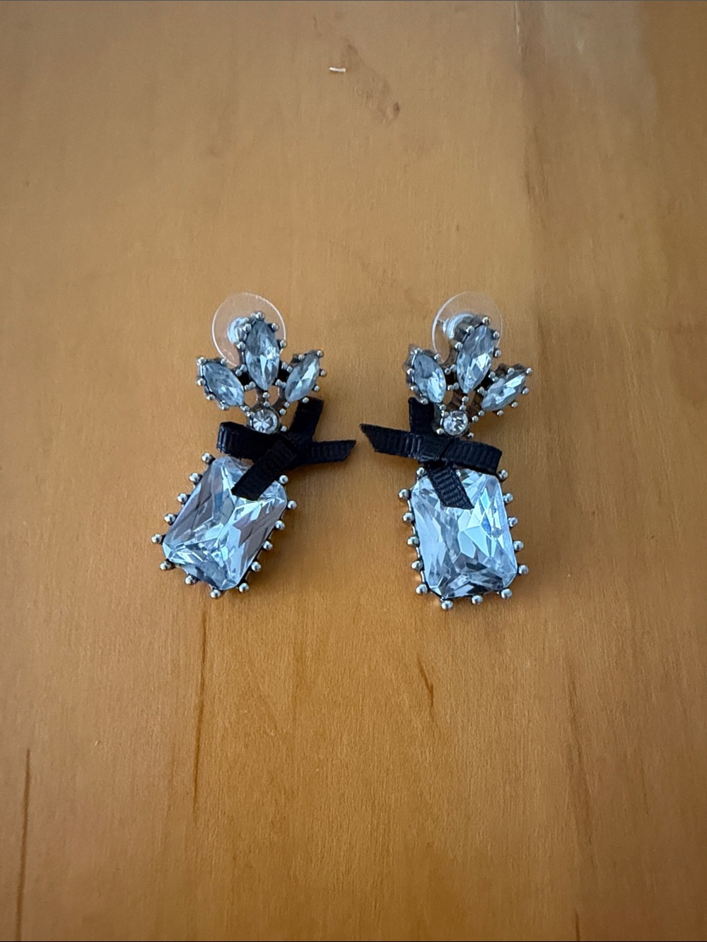Betsey Johnson Crystal Bow Drop Earrings